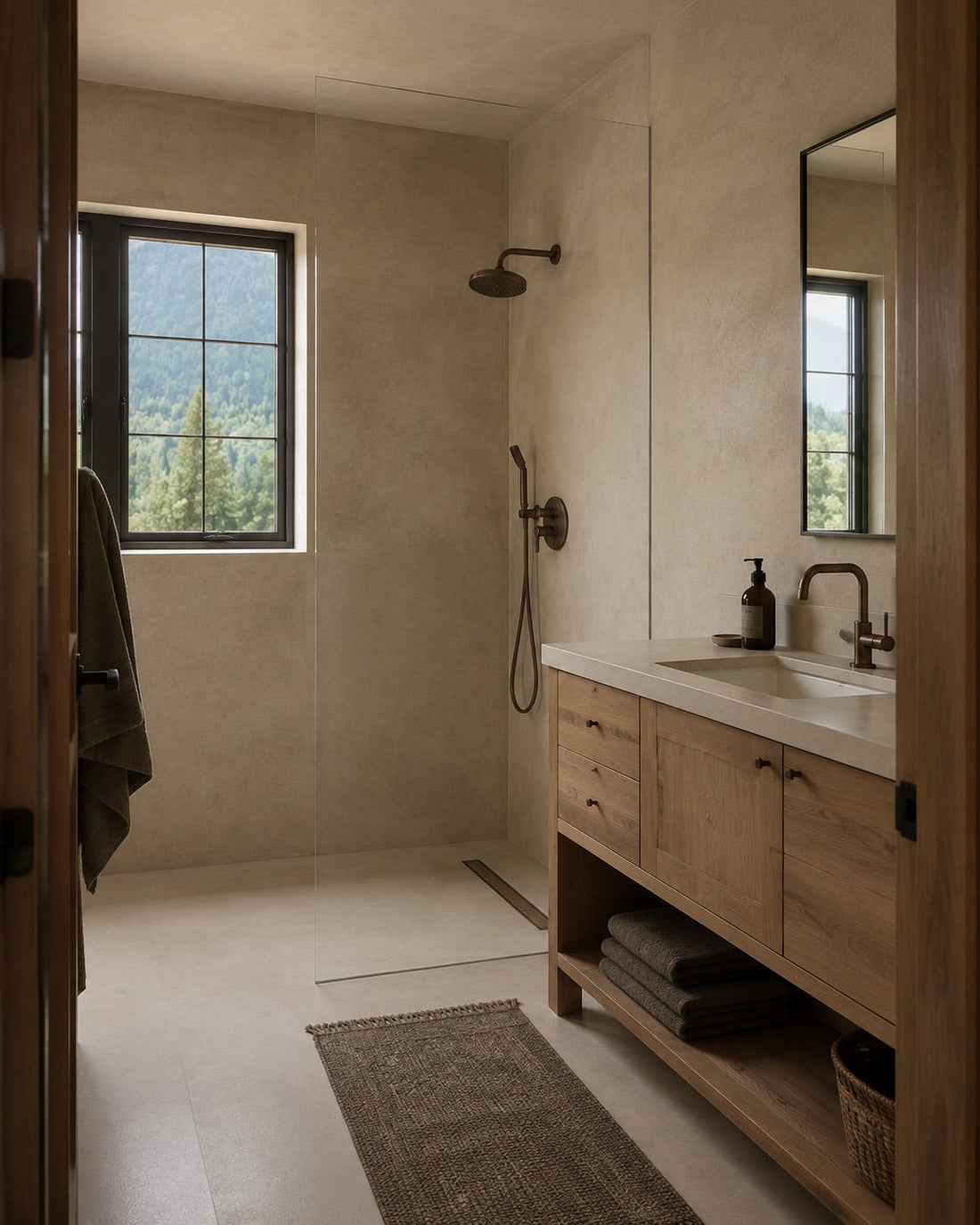 Microcement bathroom with no grout lines to clean