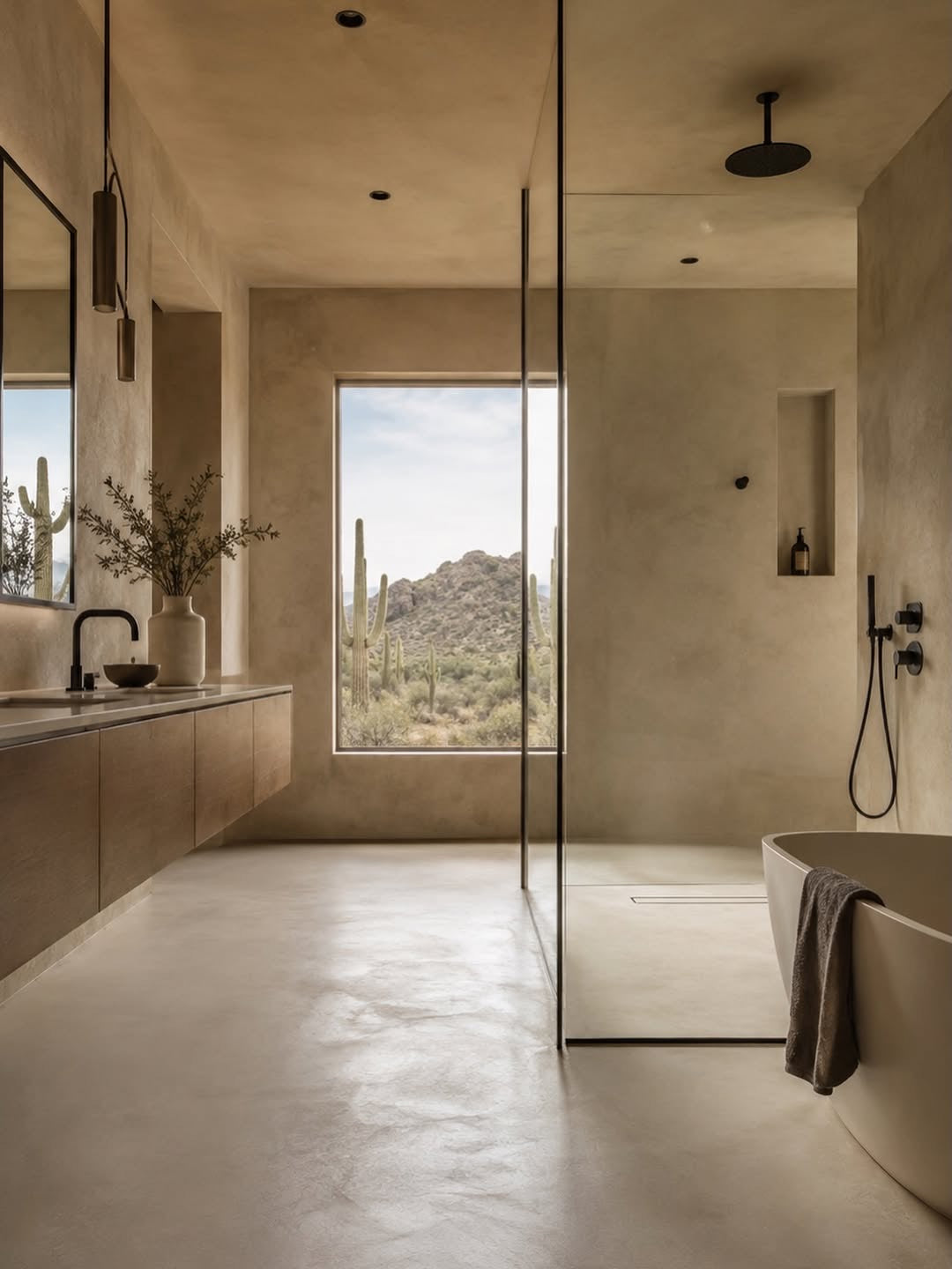 A microcement bathroom finished cleanly throughout